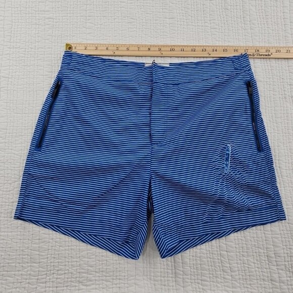 Ted Baker Swimming Trunks NEW Men's 3 (34) Blue Horizontal Stripe NWT 4" Inseam - Picture 7 of 15